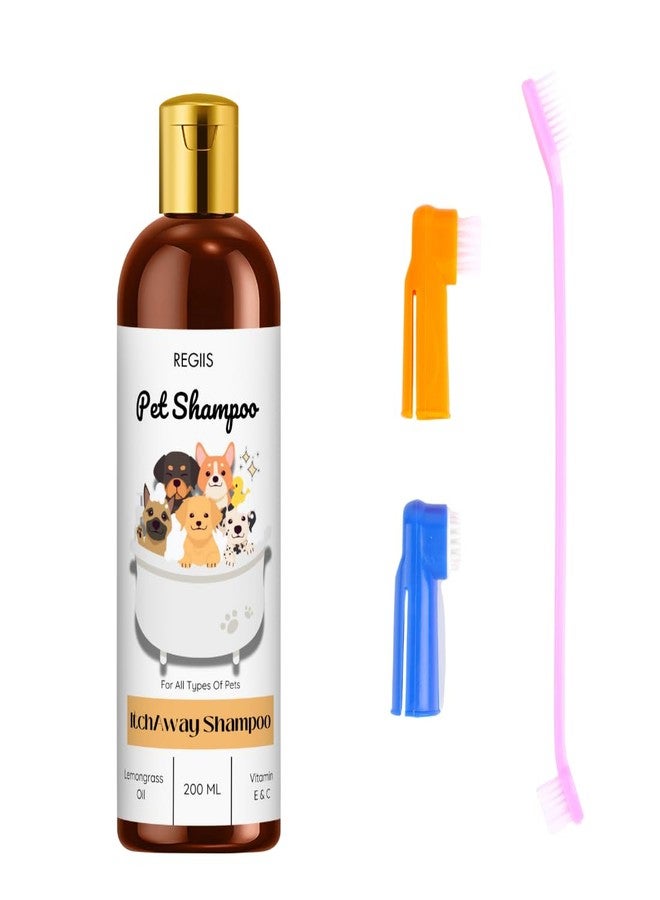 REGIIS Pet Shampoo for All Types of Pets, Itch Away Formula with Lemongrass Oil and Vitamin E&C, 200ml(Pack of 2) - Image 1